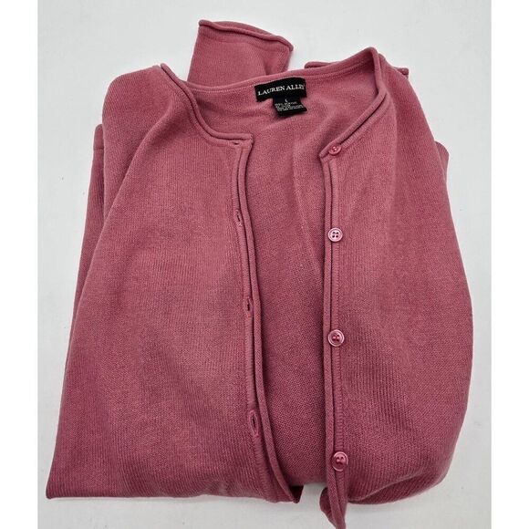 Lauren Allen Womens Pink Button-Up Cardigan Sweater Size L - Picture 1 of 5